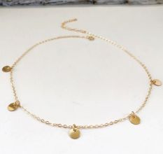 Round disc Necklace for women, Brass with 22k gold plated, Handmade jewelry